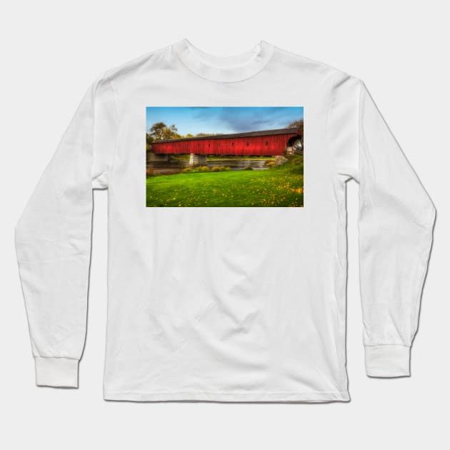 West Montrose Covered Bridge 3 Long Sleeve T-Shirt by Robert Alsop